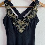 Gunne Sax Vintage Black Dress w/CrissCross Back Gold Beads Photo 1