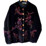 White Stag  M Vintage 90's Boho Corduroy Multi Paisley Floral Embroidered Jacket Photo 1