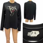 Fox Racing Black Textured Crew Neck Long Sleeve Jersey Shirt Top Womens Large Photo 2