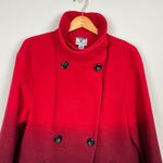Worthington Dress Coat Womens Large Red Ombre Wool Blend Long Double Breasted Photo 2