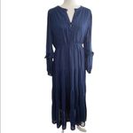 SUNCOO Paris Robe Corinne Midi Dress Royal Blue Embroidered Buttons Size T3 L Size L Photo 3