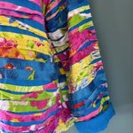 Keren Hart M Button Jacket Floral Bright Pattern Bold Artsy Pink Blue Textured Size M Photo 4