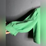 J.Crew 100% Linen Blouse Square Neck Balloon Sleeve Button Front Green Size XL Photo 3
