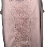 EXPRESS Exquisite Baby Pink Lace Trim Mesh Swiss Dot High Neck Top NWOT Size M Photo 4