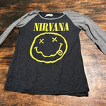 Nirvana  Ragland distressed long sleeve thin T shirt size small EDGY FEMININE Photo 0