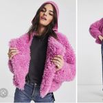Free People  Lena Teddy jacket in Rose bud Barbie pink NWT Photo 6