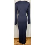 SheIn Dark Blue Deep V-neck Long Sleeve Bodycon Maxi Dress Large NWOT Photo 4