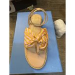 Jack Rogers Slip On Bow Detail Satin Blush Stripe Heidi Sandals Size 8.5 Preppy Photo 1