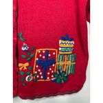 Work in Progress Red Knit Christmas Sweater Button Down Tree Size XL Womens Photo 5