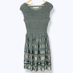 Max Studio  Dress Smocked Top Striped Lined Green Teal‎ Size Medium Shirred Lined Photo 15