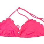 Free People Halter Triangle Bikini Top Scalloped Neon Pink Small Photo 0