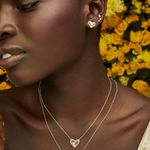 Kendra Scott NWT! Ari Heart Silver Stud Earrings in Ivory Mother-of-Pearl Photo 2