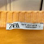 ZARA   Short Sleeve Fuzzy Sweater‎ Orange Crew Neck Size Small  Soft Preppy Photo 2