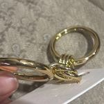 EXPRESS NWT  1 5/8" Thick Dangle Hoop Push Back Pierced Earrings Gold Ton… Photo 6