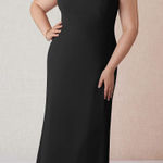 Azazie  Tayla Dress Size 14 Bridesmaid Black Chiffon V-Back Side Boning Wedding Photo 0