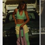 Sporty & Rich Runner Script Leggings Thyme/White Green Size L Photo 1