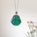 Buddha pendant Buddha necklace Jade necklace vintage Green Photo 0