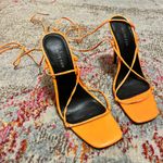 Tangerine Orange Lace Up Heels Photo 0