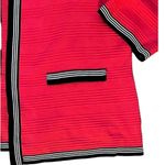 Ming Wang $295 XL Heritage Jacket Red Knit Jersey Open Front Cardigan Black Trim Photo 1