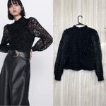 ZARA  Organza Velvet Animal Print Puff Sleeve Top size M Medium Photo 1