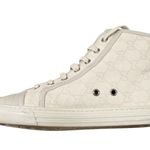 Gucci Brooklyn High Top GG Sneakers EU 37.5 US 7.5 White Grey Cap Toe Canvas Photo 5