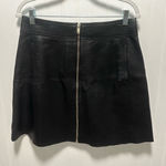Massimo Dutti  Black Mini Skirt Front Zipper Sheep Leather Sz M Pockets Photo 0