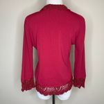 Joseph A Y2K  Red Crochet Trim Cardigan Sz Medium Front tie Photo 1