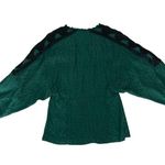 Koche Elegant Emerald Green Blouse Jacquard Black Lace Embroidered Size 36 or 6 Photo 7