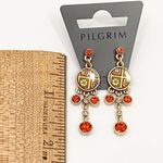 Pilgrim Gold/Orange Oriental Post Earrings Photo 3