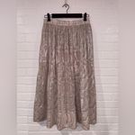 Kate Spade Silk Metallic A-Line Midi Skirt Soft Pink Chiffon Silver Metallic Photo 9