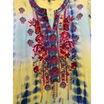 Calessa Floral Embroidered Tie Dye Tunic Top Women Sz‎ L Boho 3/4 Sleeve Artsy Size L Photo 2