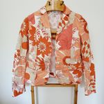 Loft Ann Taylor Orange Coral Floral 6 Blazer Photo 4