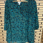 Ava & Viv Ava &‎ Viv Teal Animal Print Blouse Size 2X Photo 0
