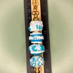 Handmade Cute Blue Luck Hand Painted Beaded Keychain Cup Charm Photo 3