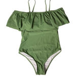 Yolipuli Green Off Shoulder One Piece Swimsuit Large Padded Chic Photo 0