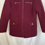 Laundry by Shelli Segal Jacket Coat Womens Large Quilted Red Burgundy Winter Photo 2