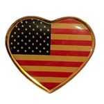 American Flag Heart Stars and Stripes Gold Tone Vintage Lapel Pin Photo 0