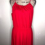 Gianni Bini Halter Style Lined Red Maxi Style Dress with Keyhole Back Size Large Photo 3