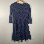 Nine Britton  Anabel Knit Square Neck Polka Dot Dress Size Small Navy Preppy Blue Photo 2