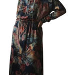 Ego Trippin’ Floral Velvet Maxi Dress Vintage Retro Vibrant XS Red Photo 0