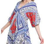 Umgee  Floral Paisley Bandana Red Blue Dress Medium Photo 0