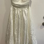 White Jacquard Strapless Corset Midi Dress Size 8 Photo 3