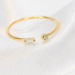 Boutique Dainty 14k Gold Filled‎ Baguette Solitaire Diamond Simulant Ring Photo 1
