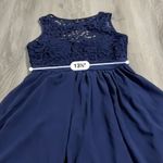 Lulus  Romantic Tale Navy Blue Crochet Lace Open Back Mini‎ Skater Dress Size M Photo 11