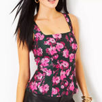 Lilly Pulitzer Leya Floral Jacquard Corset Blouse Size 6 Whimsigoth Photo 0