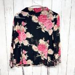 Requirements Vtg Blouse Women Size 8 Black Floral Sheer Long Sleeve Button Down Photo 1