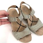 Abella Women's Mariah Striped Strappy Cork Wedge Sandals Black White Size 6 Black Photo 1