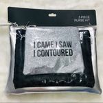 NWT 3 Piece Black & Silver Travel Makeup Bags Gift Set Photo 0