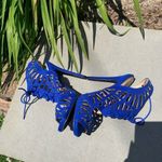 Qupid 3for$30π Quipid Laser Cut Lace Up Open Toe Heel Sandals 5.5 Photo 2