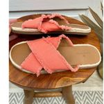 Caslon Coral Frayed Edges Paxton Cross Strap Slides Womens Sandals Size 7 Photo 0